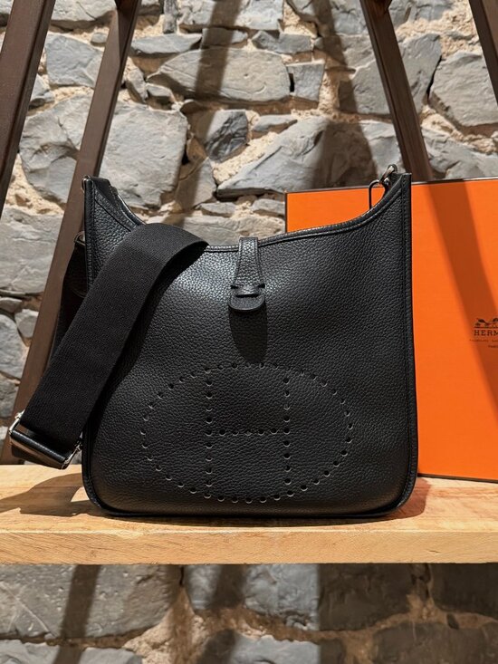 Hermes Handbags - Hermès 2015 Black Clemence Evelyne III 29 Crossbody Bag